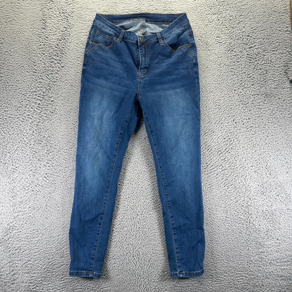 BloomChic Jeans Women 29x27 Blue Cotton Denim Tapered Leg Faded Stretch Workwear